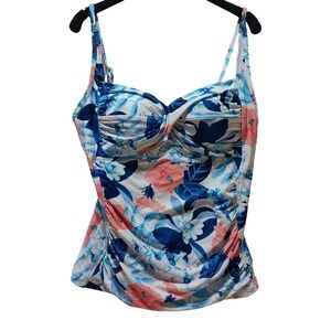 Seafolly Australia Tropical Hibiscus Tankini Swim Top 16 Beach Pool Resort